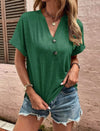 Full Size Casual Notched Short Sleeve Blouse Plus Size - Store 42