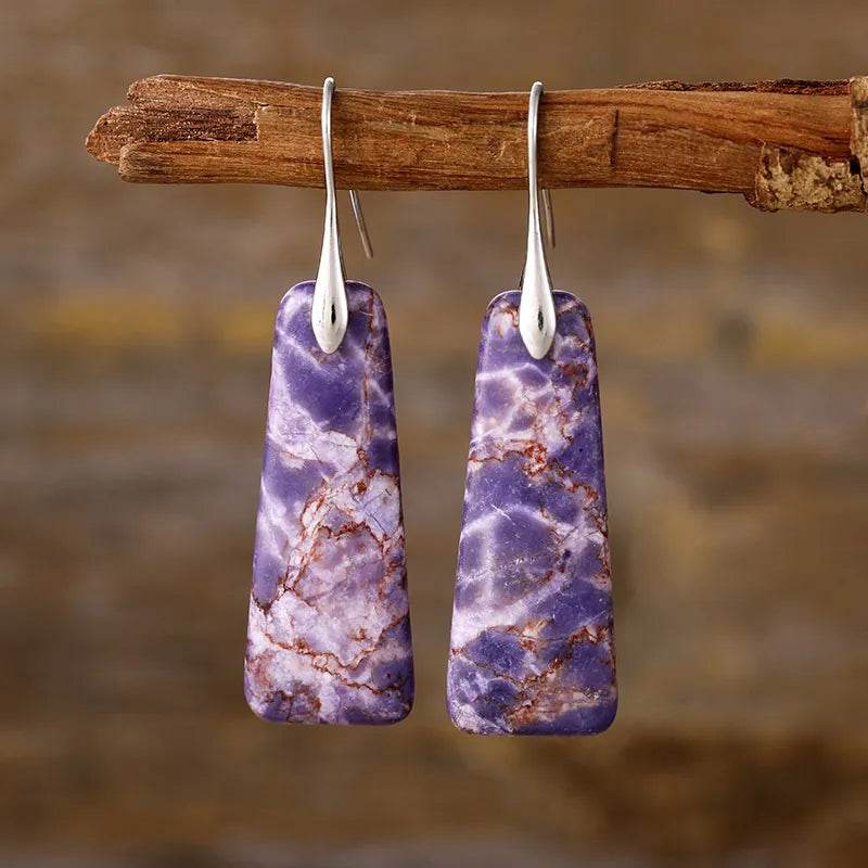 Elegant Copper Natural Stone Earrings - 1 Pair 18K Gold-Plated & Platinum-Plated Design - Store 42