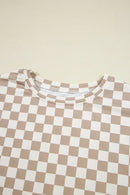 Checkered Long Sleeve Top and Skirt Two-Piece Set