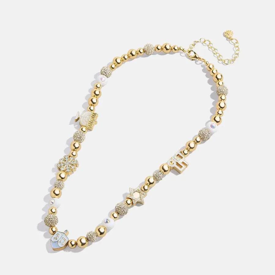 Elegant Rhinestone 14K Gold-Plated Beaded Necklace for Women - Imported Statement Jewelry