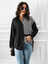 Checkered Pattern Long Sleeve Shirt Black White