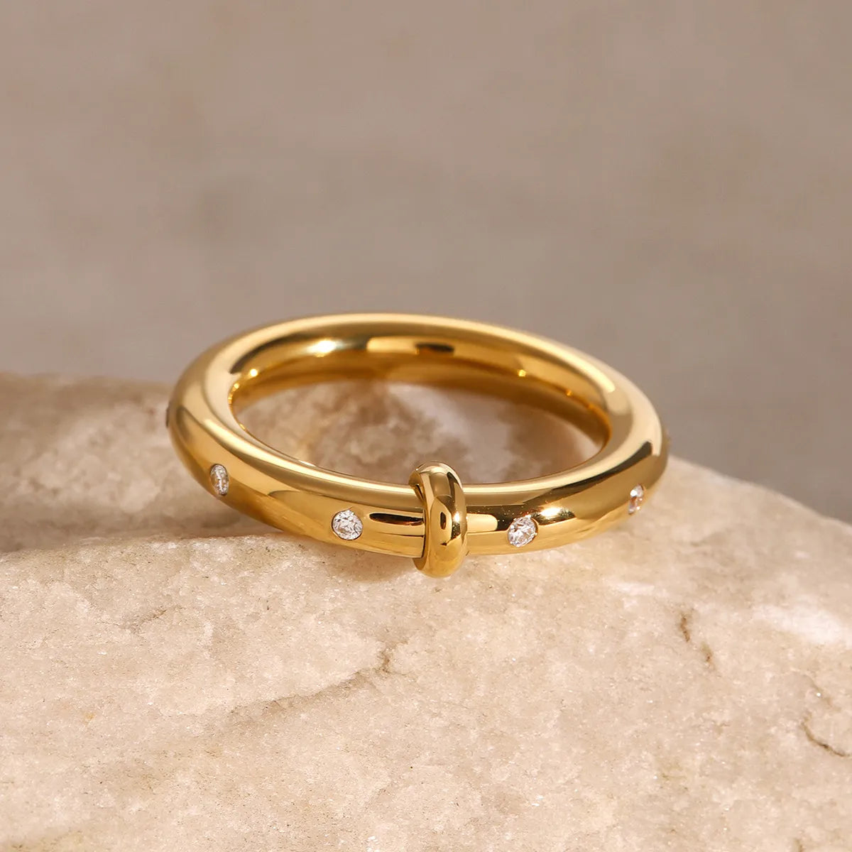 18K Gold-Plated Stainless Steel Rhinestone Ring