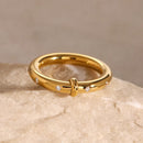 18K Gold-Plated Stainless Steel Rhinestone Ring