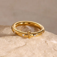 18K Gold-Plated Stainless Steel Rhinestone Ring