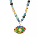 Zircon Bead Evil Eye Pendant Necklace