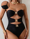 Cutout Sweetheart Neck One-Piece Swimwear Black