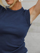 Basic Solid Color Round Neck T-Shirt for Comfortable Everyday Wear, 92% Rayon 8% Spandex - Store 42