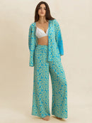 Open Front Printed Top and Pants Set