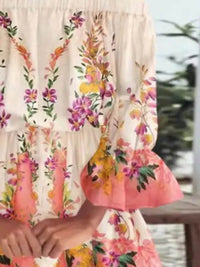 Full Size Floral Off-Shoulder Flounce Sleeve Mini Dress Plus Size - Store 42