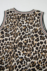 Side Slit Leopard Sleeveless Maxi Dress
