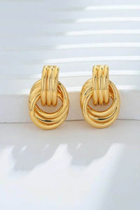 Elegant Gold-Plated Knotted Stud Earrings in 925 Sterling Silver with Copper Accent - Store 42