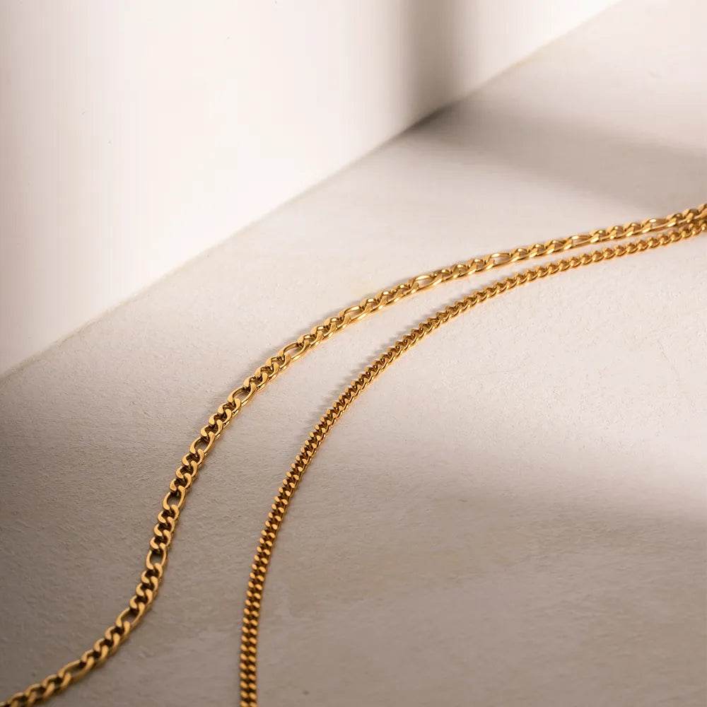 18K Gold-Plated Stainless Steel Double-Layered Necklace - Elegant Layered Design & Durability - Store 42