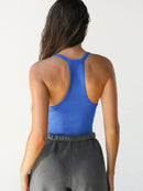 Ribbed V-Neck Halter Tank Top