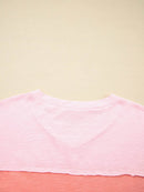 Floral Applique Oversized T-Shirt with Exposed Seams - 65% Polyester 35% Cotton - Store 42