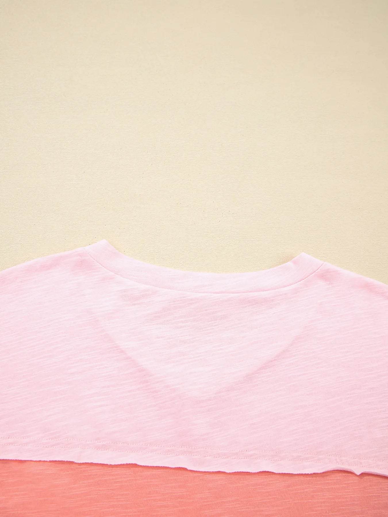 Floral Applique Oversized T-Shirt with Exposed Seams - 65% Polyester 35% Cotton - Store 42