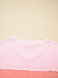 Floral Applique Oversized T-Shirt with Exposed Seams - 65% Polyester 35% Cotton - Store 42