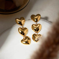 Elegant 18K Gold-Plated Stainless Steel Heart Earrings - Lightweight & Stylish - Store 42