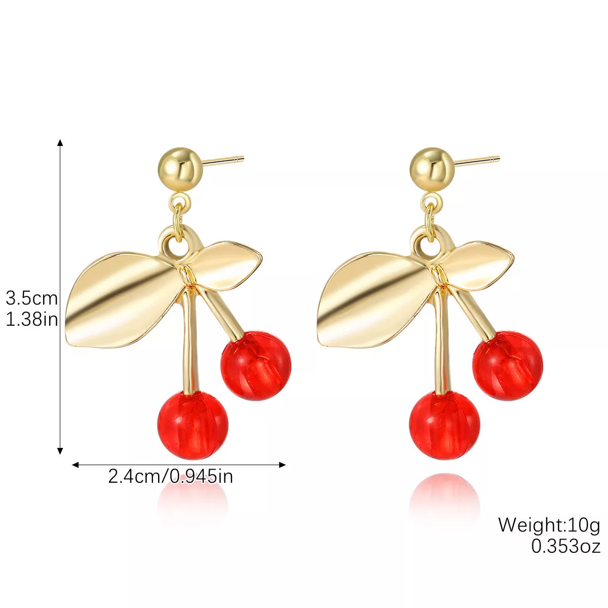 Stunning 18K Gold-Plated Cherry Earrings - Elegant & Playful Jewelry Accessory