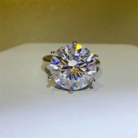 10 Carat Moissanite Ring in 925 Sterling Silver - Platinum-Plated Jewelry with Certificate - Store 42