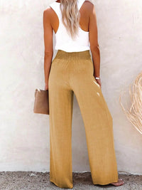 Full Size High-Waisted Textured Wide Leg Pants Plus Size - Store 42