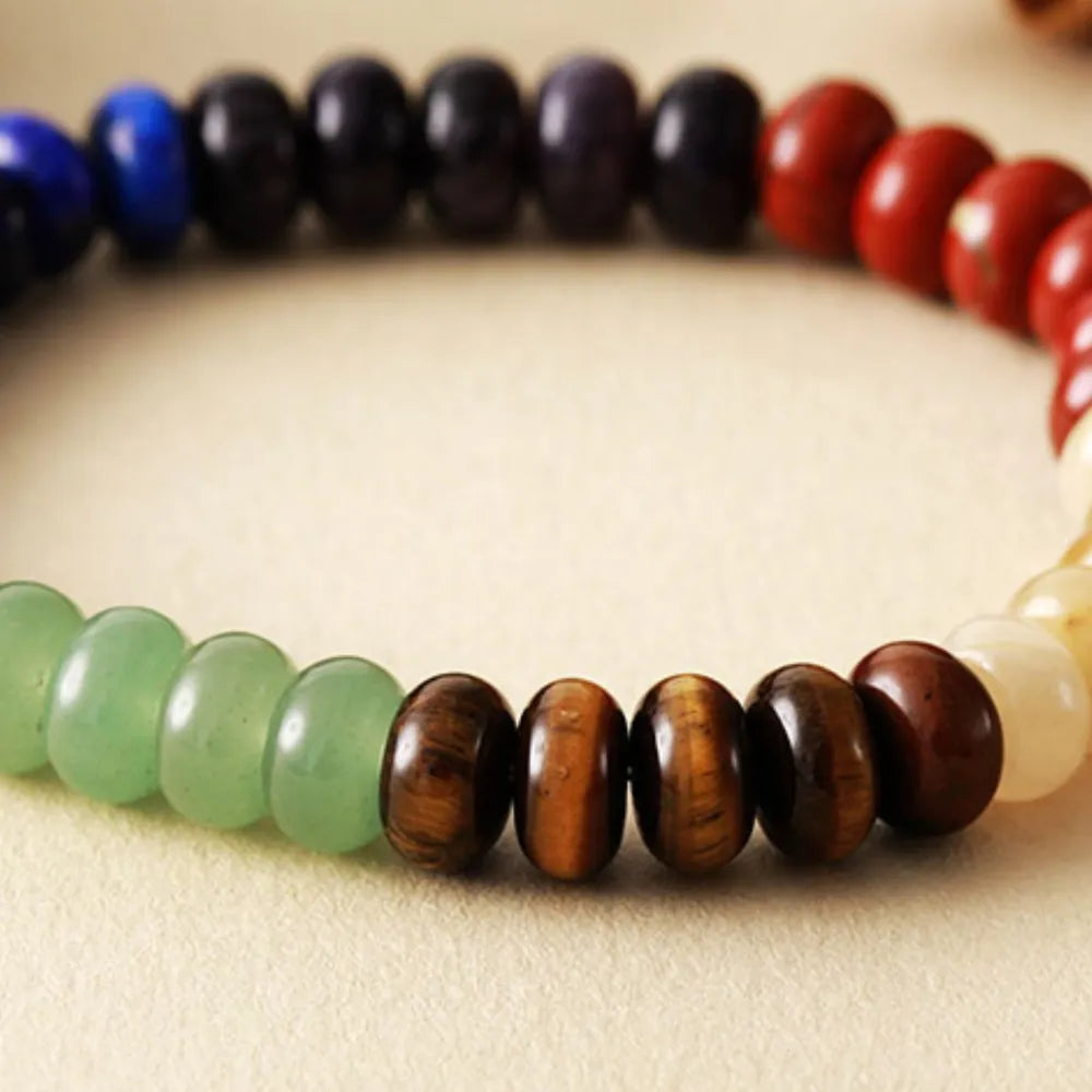Natural Stone Bead Bracelet - 7.1 Inches, Unique Contrast Design, Lightweight 0.7 oz