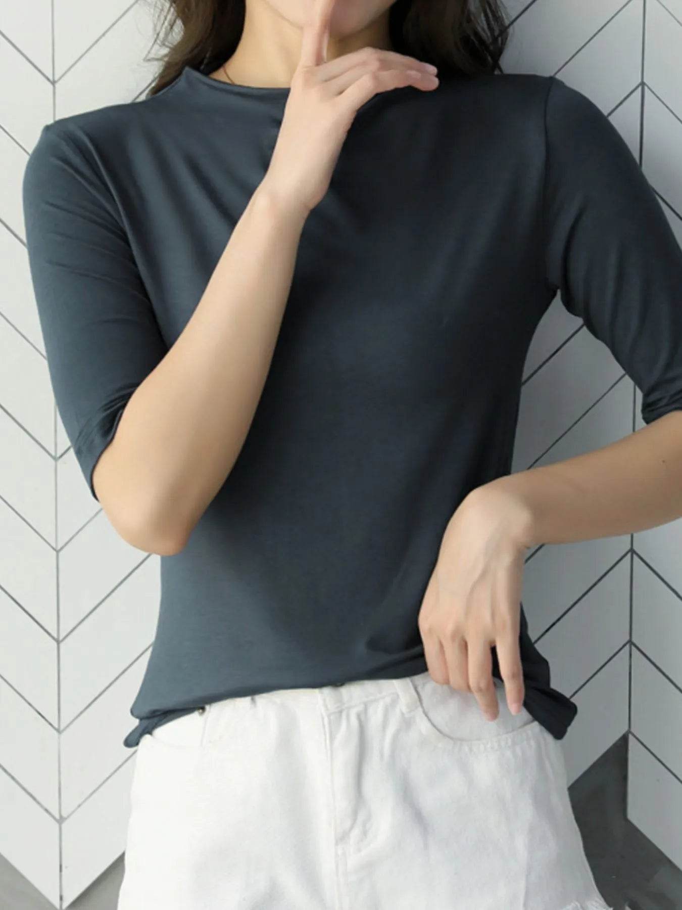 Men's Solid Color Short Sleeve T-Shirt - 100% Polyester, Slightly Stretchy, Imported - Store 42