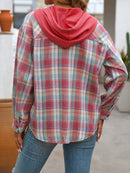 Plaid Button-Up Hooded Shirt