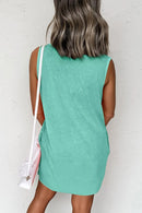 Round Neck Sleeveless Mini Dress with Pockets