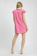 Umgee Contrast Trim Cap Sleeve Mini Dress