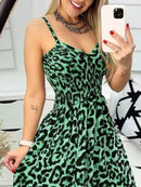 Full Size Leopard Print Spaghetti Strap Maxi Dress Plus Size - Store 42