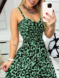 Full Size Leopard Print Spaghetti Strap Maxi Dress Plus Size - Store 42