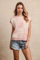 BiBi Checker With Stripes Pattern Sleeveless Sweater