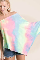 BiBi Tie Dye French Terry One Shoulder Top with Dolman - Store 42