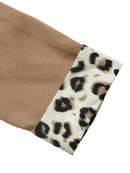 Lapel Collar Leopard Cuff Long Sleeve Blazer