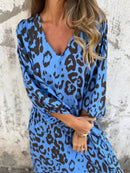 Full Size Printed V-Neck Dress with Pockets Plus Size - Store 42