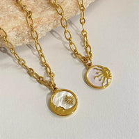Elegant 18K Gold-Plated Titanium Steel Pendant Necklace with Adjustable Chain and Pearl Shell - Store 42