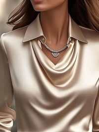 Full Size Collared Neck Long Sleeve Blouse Plus Size - Store 42