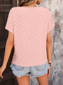 Slightly Stretchy Solid Round Neck Short Sleeve T-Shirt - 95% Polyester & 5% Spandex - Store 42