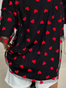 Trendy Heart Print Oversized T-Shirt in 100% Polyester – Stylish and Comfy Casual Wear - Store 42
