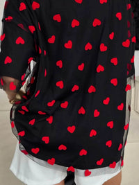 Trendy Heart Print Oversized T-Shirt in 100% Polyester – Stylish and Comfy Casual Wear - Store 42