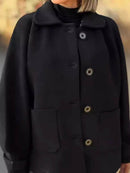 Full Size Button-Front Raglan Sleeve Coat Plus Size - Store 42