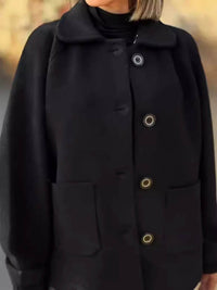 Full Size Button-Front Raglan Sleeve Coat Plus Size - Store 42