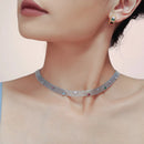 Titanium Steel Zircon Necklace Silver One Size