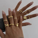10-Piece 18K Gold-Plated Alloy Geometric Ring Set for Stylish Accessories - Store 42