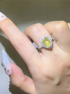 2 Carat Moissanite 925 Sterling Silver Teardrop Shape Ring Yellow