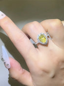 2 Carat Moissanite 925 Sterling Silver Teardrop Shape Ring Yellow