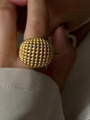 Stainless Steel Textured Dome Ring
