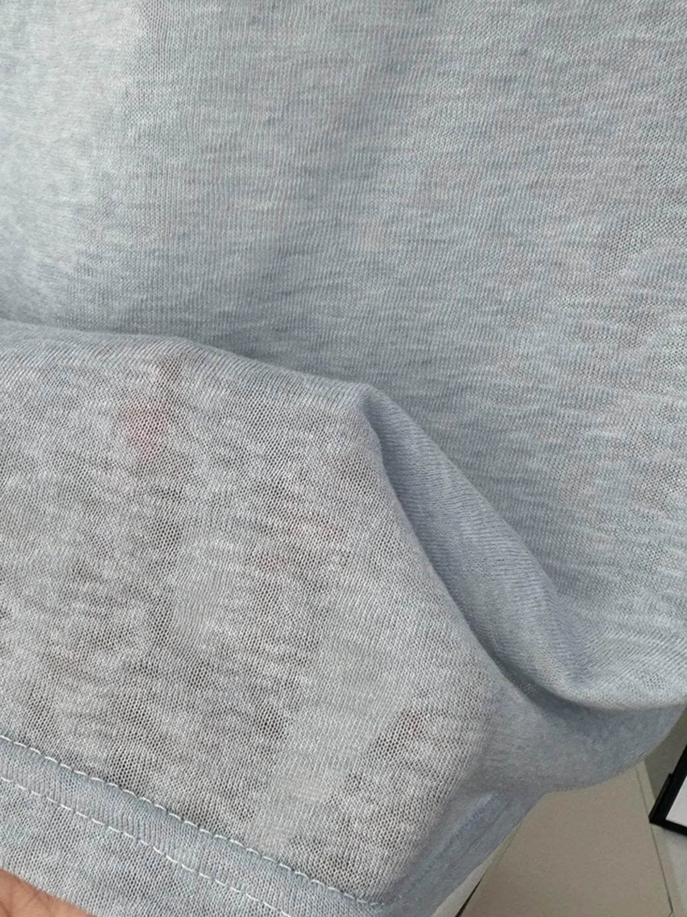 Slightly Stretchy Knotted Long Sleeve T-Shirt in Sheer 100% Polyester - Trendy Basic Style - Store 42