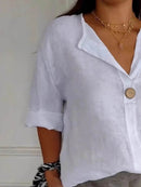 Full Size Casual Notched Drop Shoulder Blouse Plus Size - Store 42