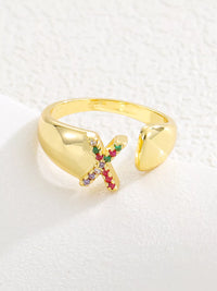 18K Gold-Plated Zircon Letter Ring X onesize